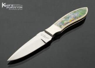 Alex Daniels Custom Knife Purse Knife Mammoth Ivory Handle and Scabbard Scrimshawed by Mary Baily