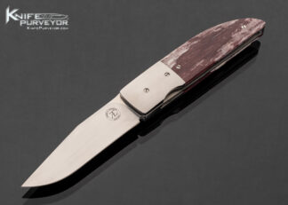 Andre Thorburn Custom Knife Stained Burgundy Giraffe Bone Linerlock Front Flipper 17591