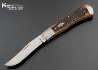 Bill Ruple Custom Knife 4" Jigged Bone Trapper Slipjoint with Arrowhead Shield