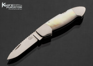 Bob Enders Custom Knife "Canoe Folder" Gold Mother of Pearl Lockback 17536
