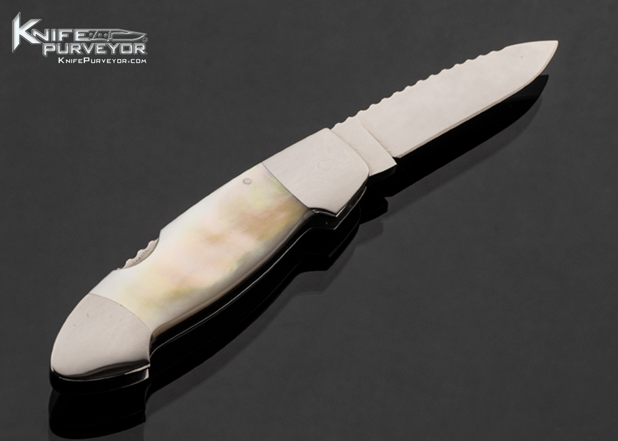 Bob Enders Custom Knife "Canoe Folder" Gold Mother of Pearl Lockback 17536