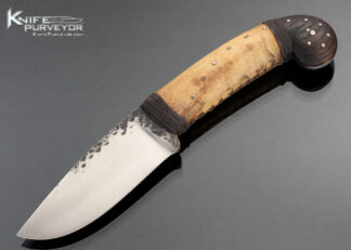 Daniel Winkler Custom Knife Forged Blade with Rawhide and Wrapped Leather with Wood and Karen Sheath 17491