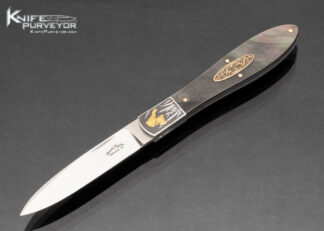 David Taylor Custom Knife Black Lip Pearl Slipjoint Engraved by Tim George With Gold Inlay