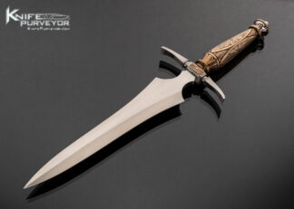 Doug Casteel Custom Knife Art Dagger Fully Engraved Bronze Handle and Guard with Scabbard 17719