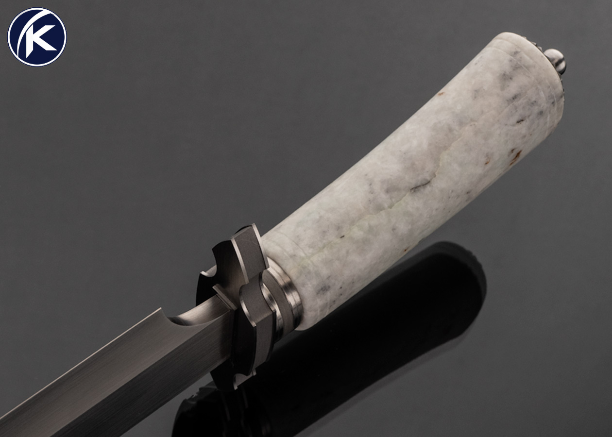 Doug Casteel Custom Knife White Jade Bowie 17701
