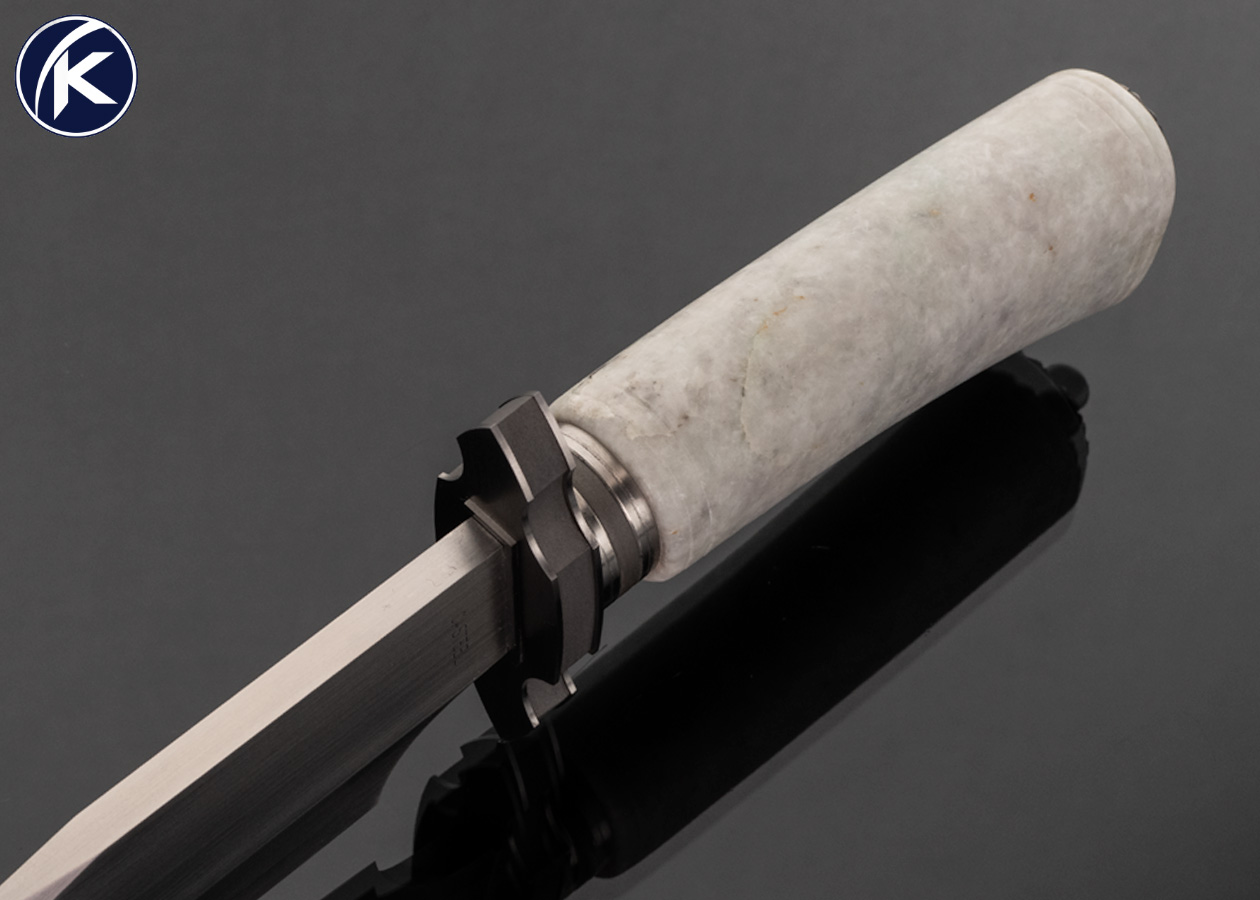 Doug Casteel Custom Knife White Jade Bowie - Image 3
