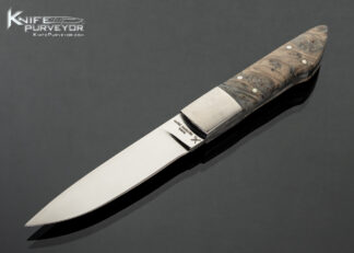 Gene Martin Custom Knife Nickel Silver and Pickled Burl Drop Point Hunter 17736