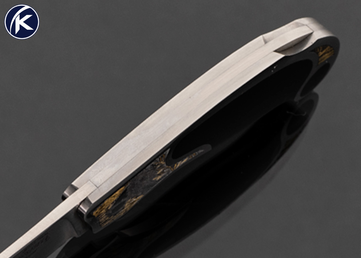 Jack Busfield Custom Knife Double Interframe Black Edwards Jade Lockback "The Ambassadors" Engraved with 24Kt Gold Inlays by Tim and Christy George - Image 5