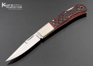 Jess Horn Custom Knife Red Jigged Bone Folding Boot Knife Lockback 004/100