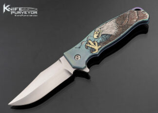 Jim Sornberger Custom Knife Sole Authorship Engraved Anodized Titanium Eagle Frame Lock Flipper 17747