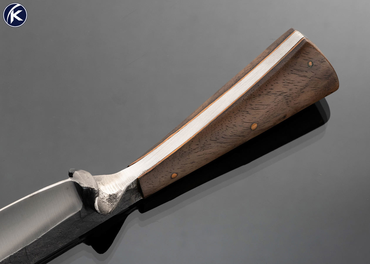 Joe Keeslar Custom Knife Forged Carbon Steel with Wood Scales Drop Point Hunter Fixed Blade