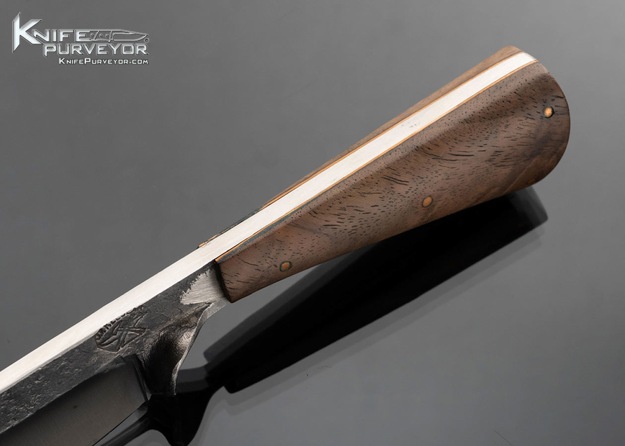 Joe Keeslar Custom Knife Forged Carbon Steel with Wood Scales Drop Point Hunter Fixed Blade