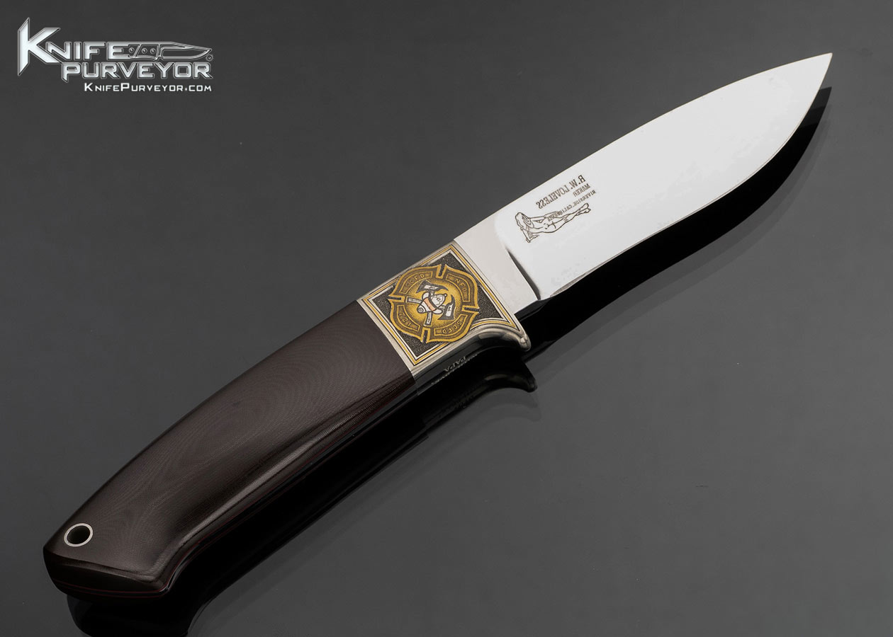Bob Loveless Custom Knife Jon Robyn Engraved St. Florian with Micarta Drop Point Hunter Fixed Blade 17097