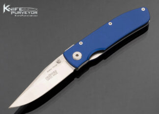 Klotzli Custom Knife ACC-M2 Walker Design Blue Aluminum Front Flipper Linerlock 17478