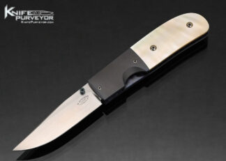 Melvin Gurganus Custom Knife Anodized Titanium Bolsters with Gold Lip Pearl Linerlock #002