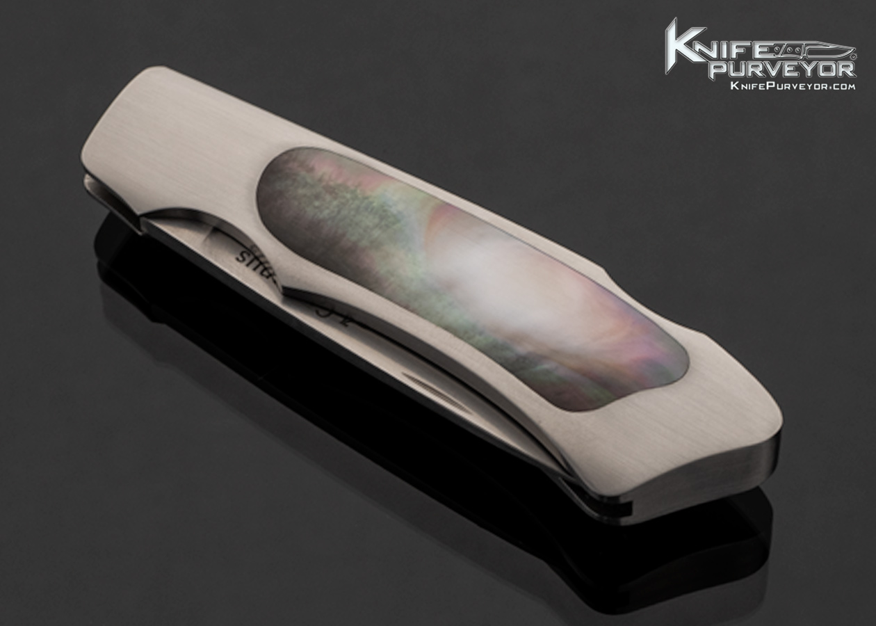 Carol Gurganus Custom Knife Black Lip Pearl Interframe Lockback Folder 17552