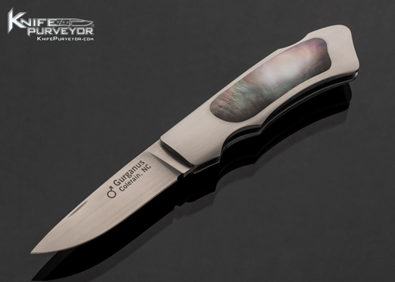 Carol Gurganus Custom Knife Black Lip Pearl Interframe Lockback Folder 17552