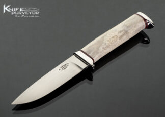 Melvin-Gurganus-Custom-Knife-Nickel-Silver-and-Caribou-Drop-Point-Hunter-