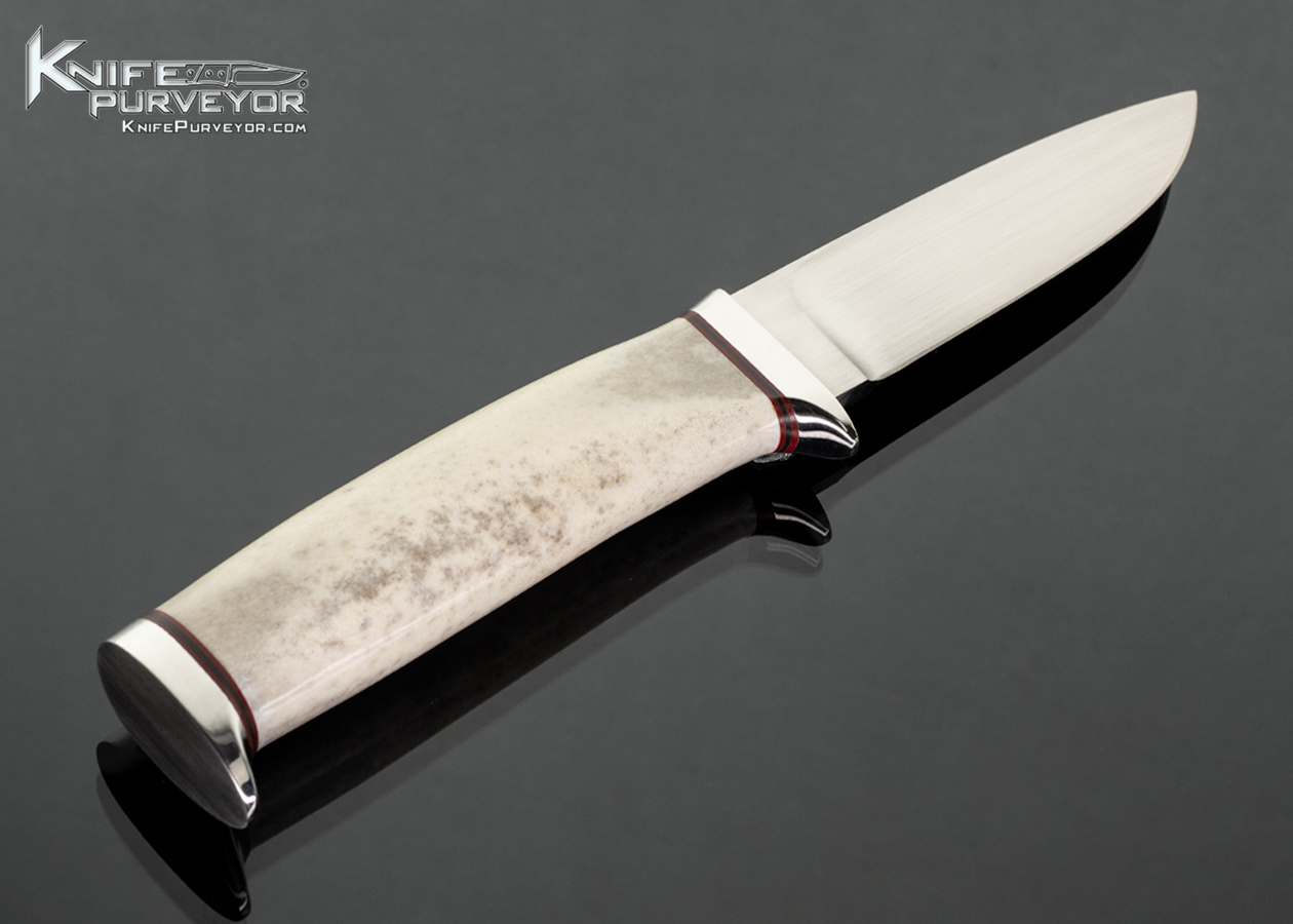 Melvin-Gurganus-Custom-Knife-Nickel-Silver-and-Caribou-Drop-Point-Hunter-