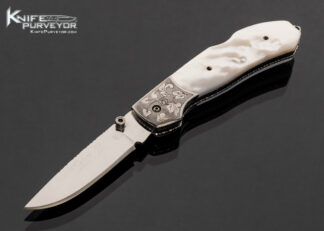 Mike Whiskers Allen Custom Knife Mirror Polished with Mother Of Pearl Lockback 01 of 10 17514