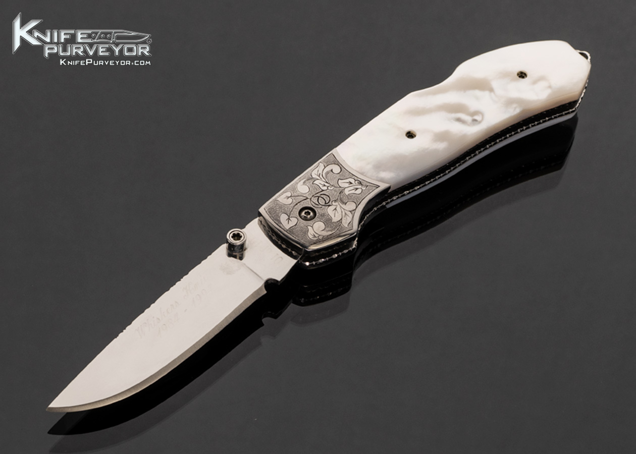 Mike Whiskers Allen Custom Knife Mirror Polished with Mother Of Pearl Lockback 01 of 10 17514