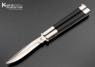 Pacific Cutlery Custom Knife Samson Ground Bowie Balisong with Black Linen Micarta 17480