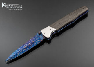 Joe Kious Custom Knife Damascus with Amber Interframe Automatic Lockback Dagger 17757