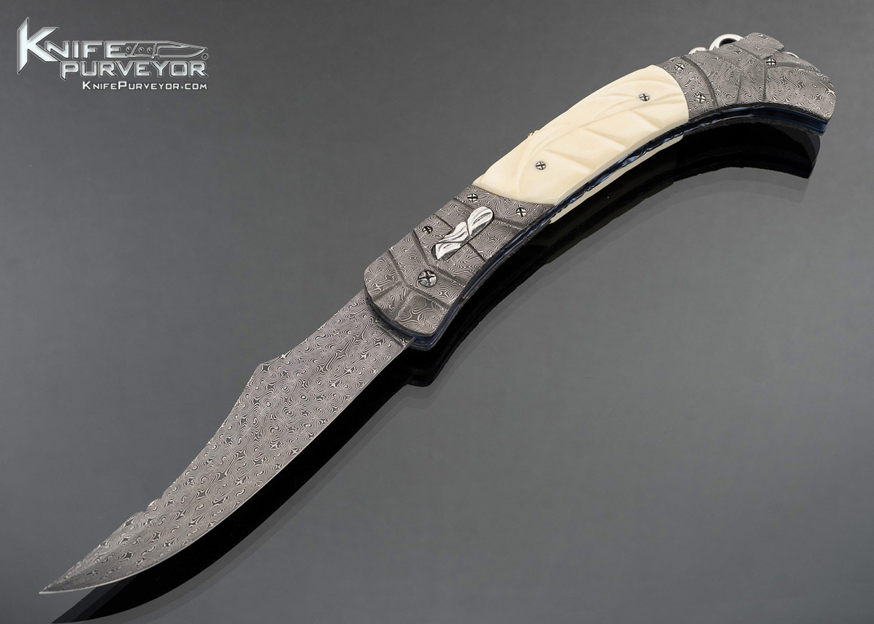 Ralph Selvideo Custom Knife Custom Knife Double Bolstered with Carved Mammoth D/A Automatic