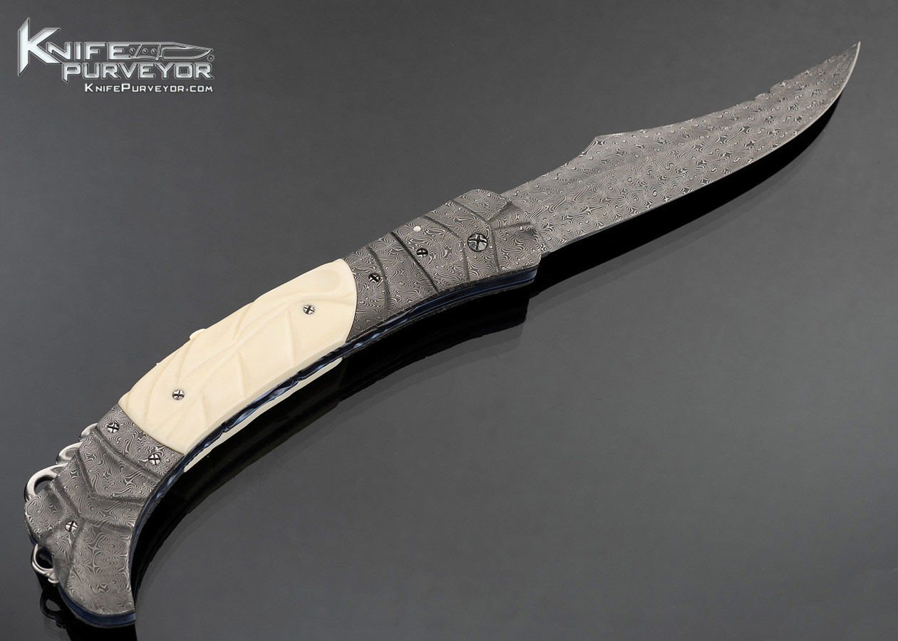 Ralph Selvideo Custom Knife Custom Knife Double Bolstered with Carved Mammoth D/A Automatic