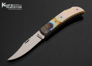 Ralph Turnbull Custom Knife Gold Lip Pearl Scales With Titanium and Damascus steel Bolster 17611