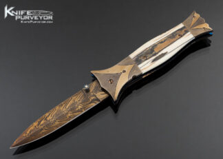 Rick Dunkerley Custom Knife Blued Sole Authorship Damascus Linerlock 17754