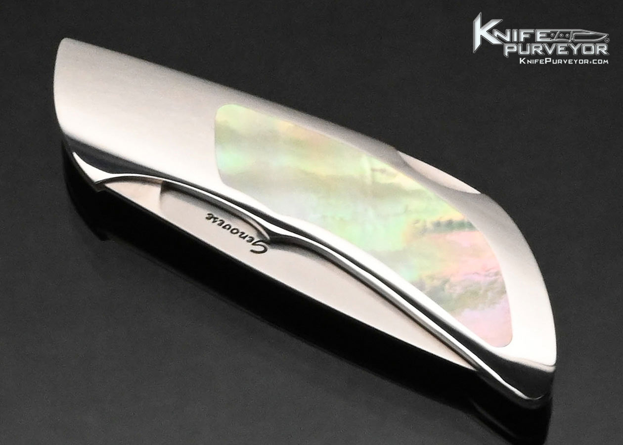 Rick Genovese Custom Knife Stainless Steel with Gold Lip Pearl Interframe Lockback