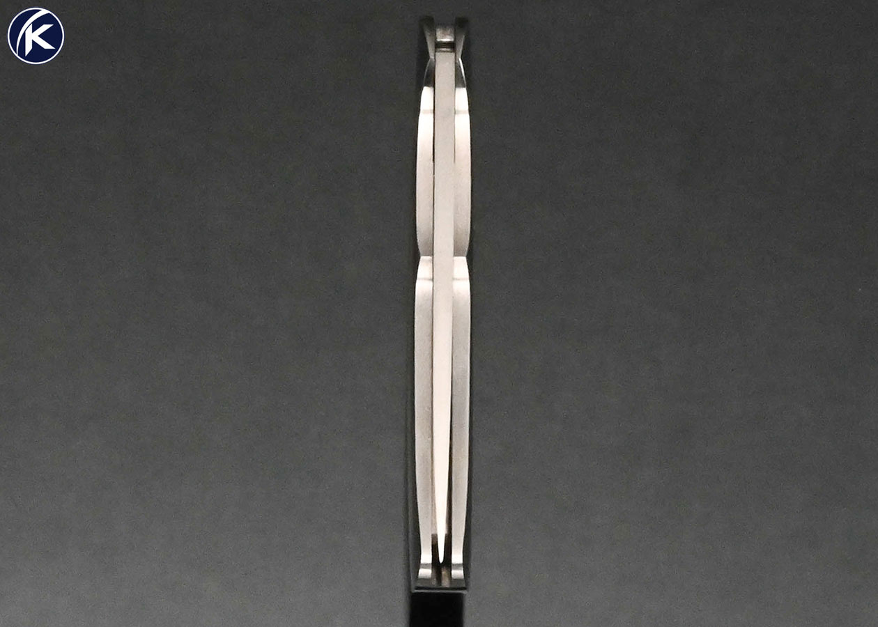 Rick Genovese Custom Knife Stainless Steel with Gold Lip Pearl Interframe Lockback
