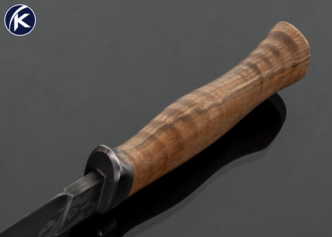 Scott-Goguen-Custom-Knife-Damascus-and-Maple-Burl-Wood-Fixed-Blade-