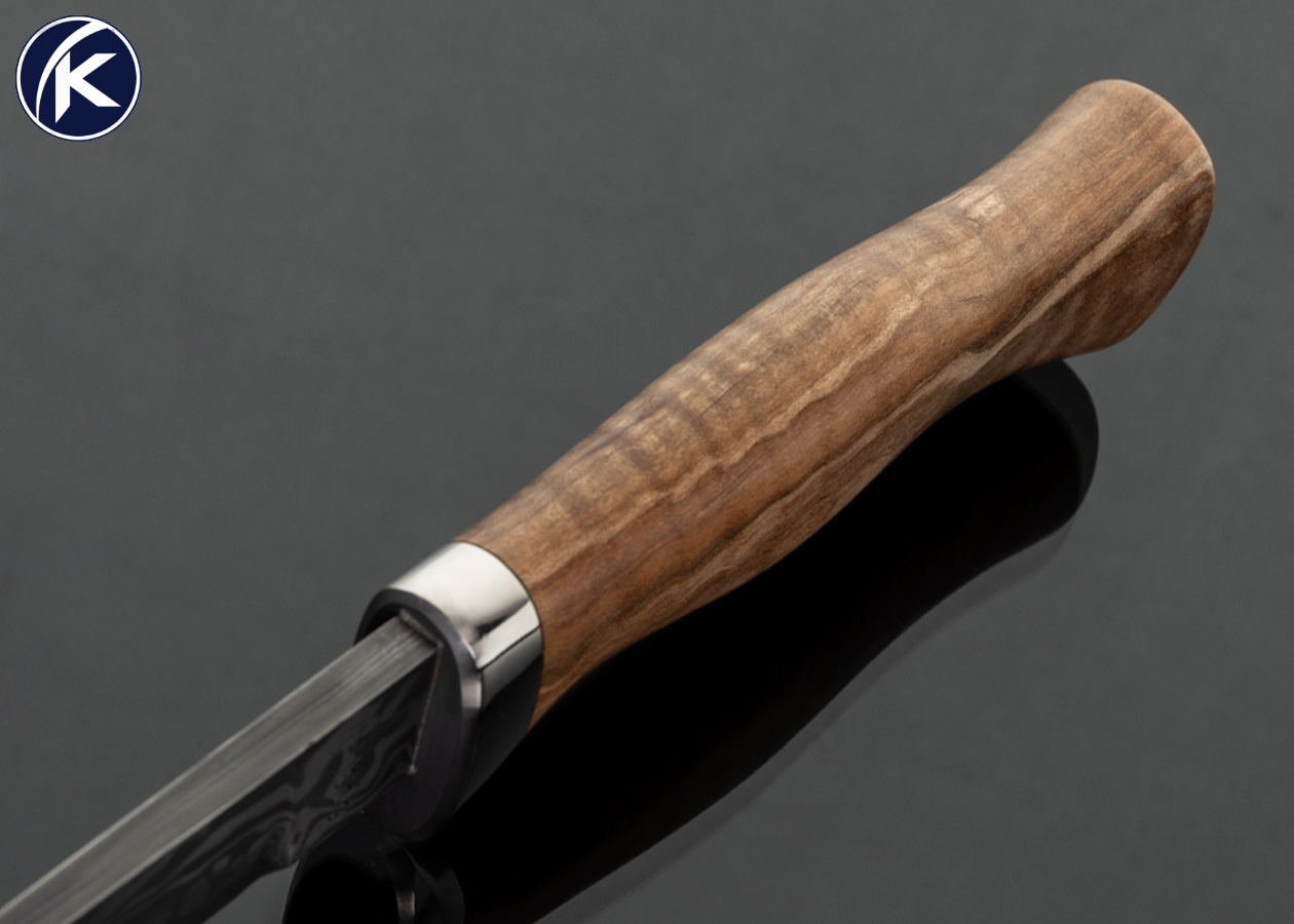 Scott-Goguen-Custom-Knife-Damascus-and-Maple-Burl-Wood-Fixed-Blade-