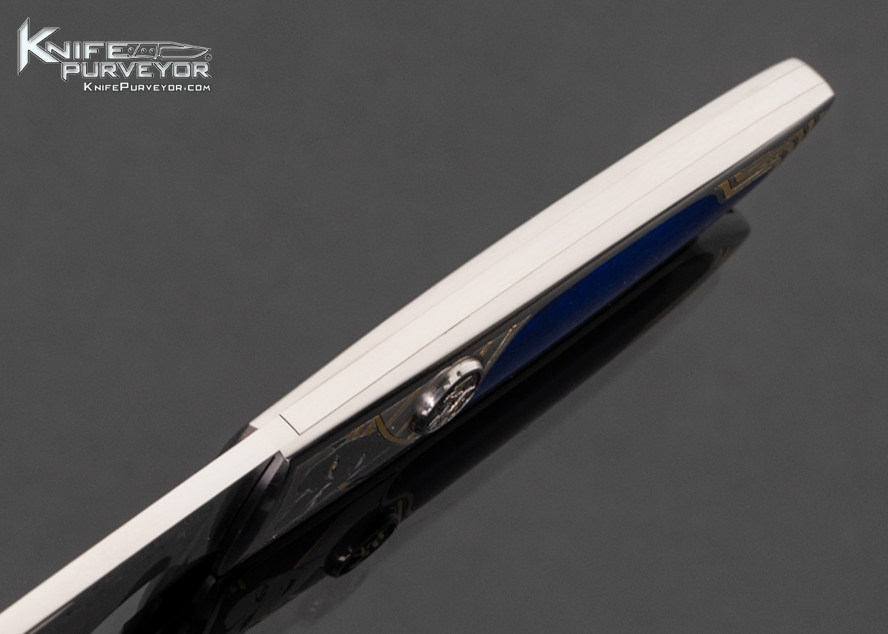 Scott Sawby Custom Knife "After Patrick Nagel" Engraved with Gold Inlays by Christy George with Gem Quality Lapis Interframe - Image 3