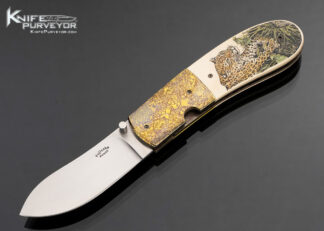 Stan Fujisaka Custom Knife Linda Karst Stone Scrimshawed Mammoth Linerlock 17755