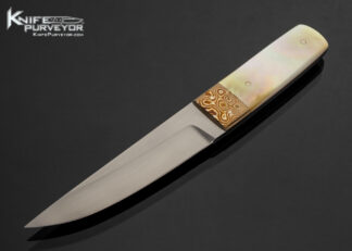 Tim-Britton-Custom-Knife-Small-Tanto-Gold-Lip-Pearl-Scales-with-Mokume-Bolster-