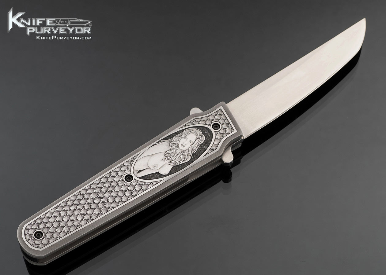 Tom Ferry Custom Knife Sole Authorship Engraved Engraved Radical Tanto Linerlock Flipper - Image 4