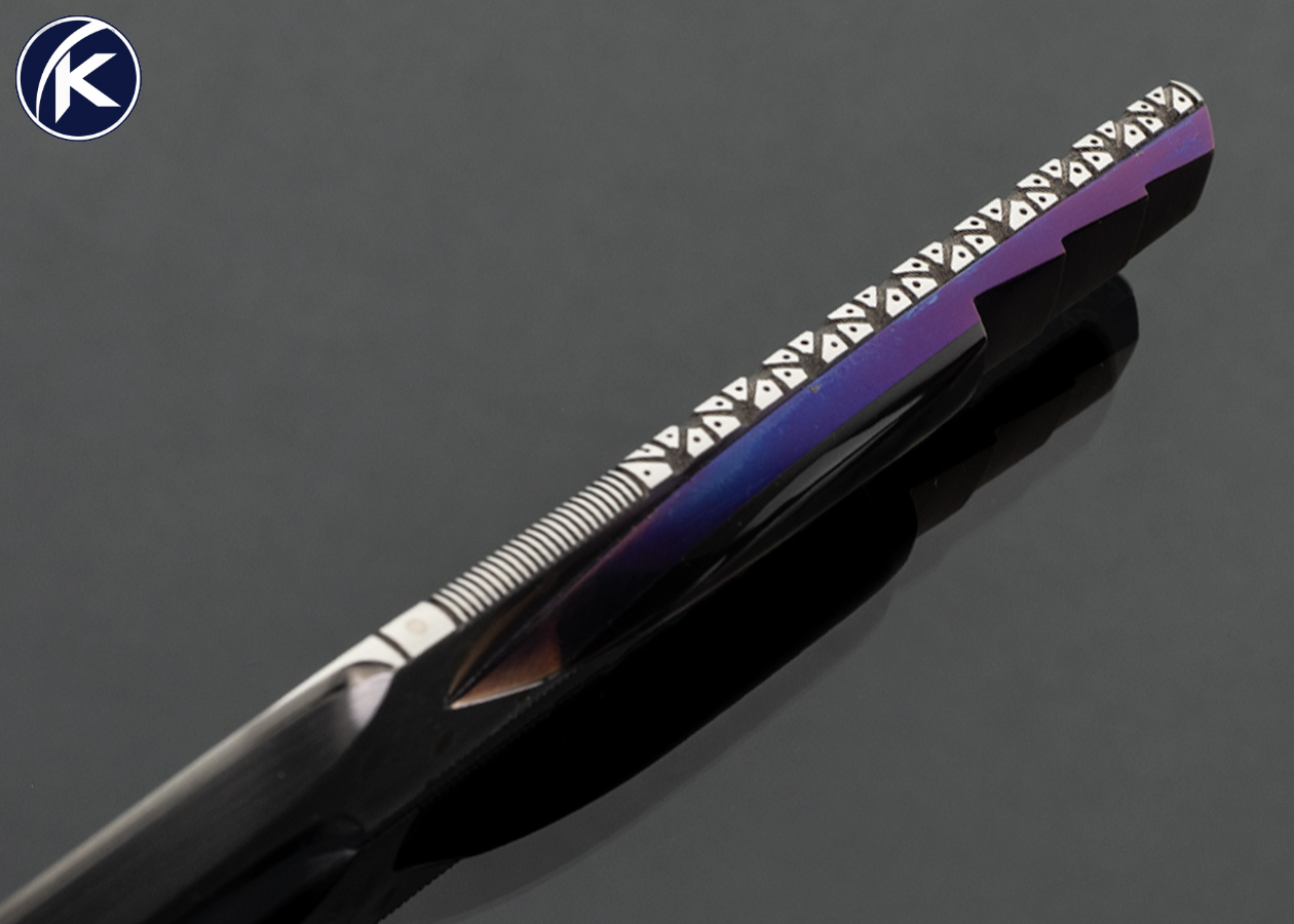 Jose DeBraga Custom Knife Single Face Dagger with Anodized Titanium and Black Lip Tahitian Pearl Fixed Blade 17726