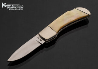 Wally Watts Custom Knife Nickel Silver with Gold Lip Pearl Lockback A06 17612