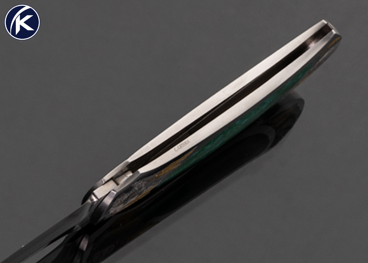 Warren Osborne Custom Knife Chrysocolla Interframe Lockback Sea Otters Engraved by Christy George with 24Kt Gold Inlays #006 - Image 5