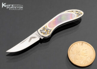 Warren Osborne Custom Knife Sam Alfano Engraved Black Lip Miniature Lockback with 24Kt Gold Inlays
