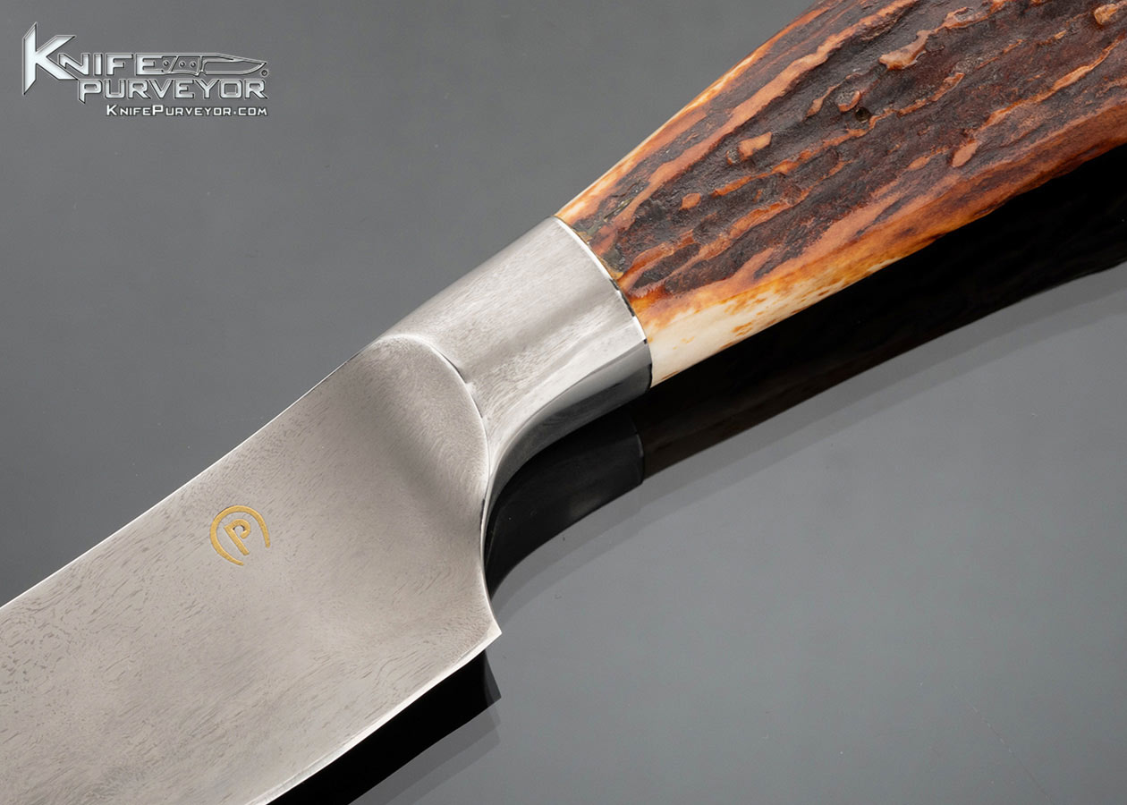 Alfred Pendray M.S. Custom Knife Wootz Damascus and Amber Stag Fixed Blade - Image 2