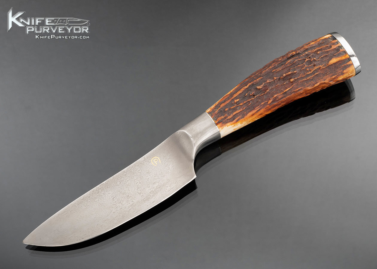 Alfred-Pendray-M.S.-Custom-Knife-Wootz-Damascus-and-Amber-Stag-Fixed-Blade-17495
