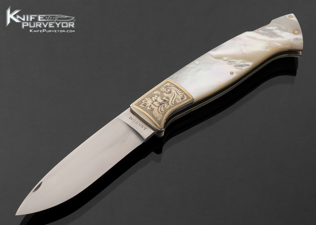 Bill Ankrom Custom Knife Engraved with Gold Inlays and Mother of Pearl Lockback 17783