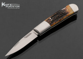 Frank Centofante Custom Knife Double Bolstered Amber Stag Lockback 17798
