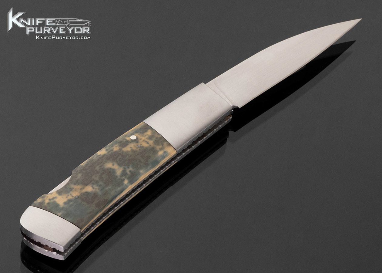 Frank Centofante Custom Knife Double Bolstered with Blue Wooly Mammoth Stamped "046" - Image 3