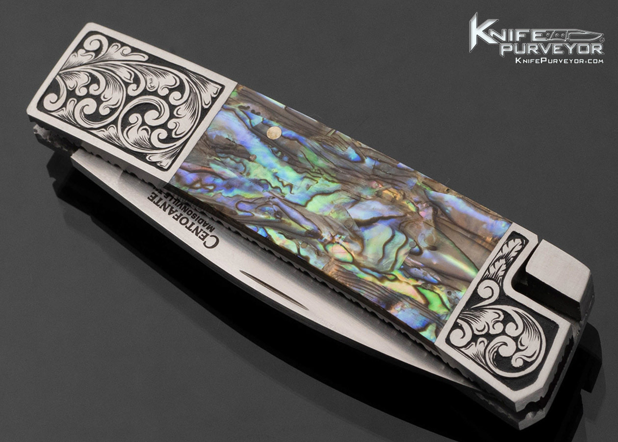 Frank Centofante Custom Knife Fred Harrington Engraved Abalone Tail Lock - Image 2