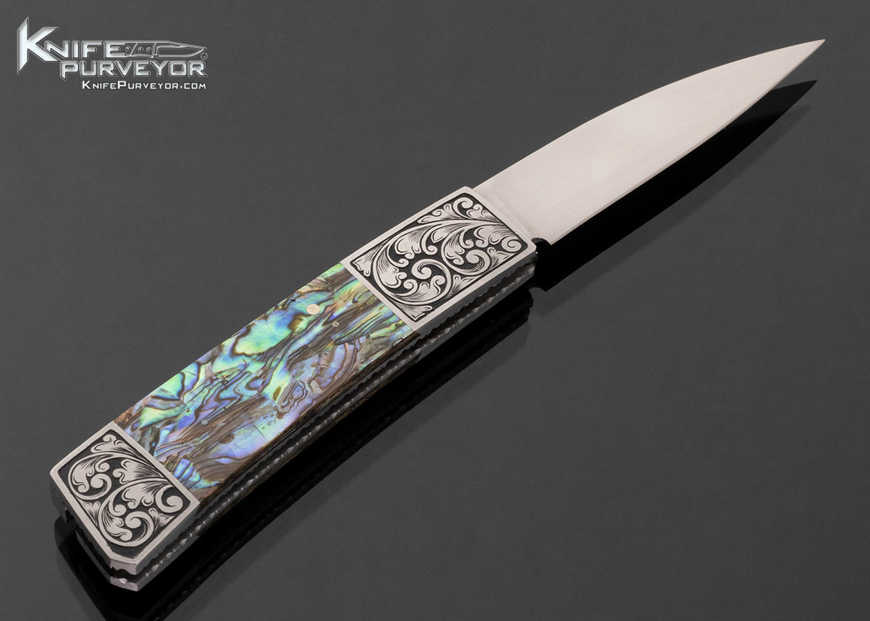 Frank Centofante Custom Knife Fred Harrington Engraved Abalone Tail Lock - Image 3